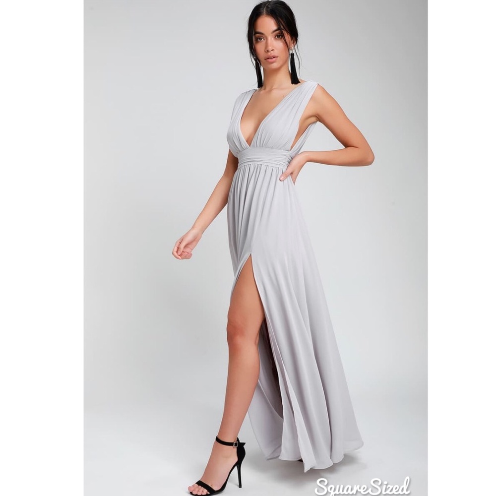 Lulus Heavenly Hues Light Gray Maxi Dress